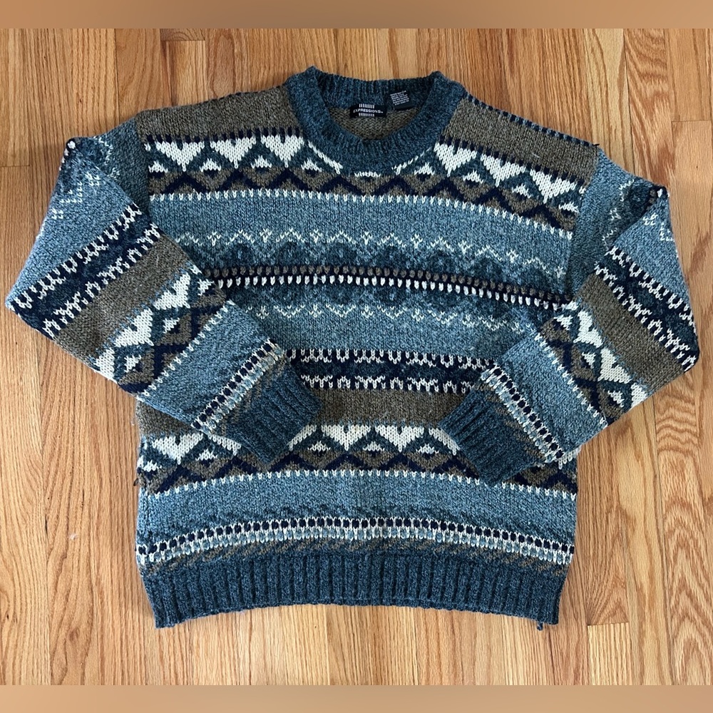 Vintage Men's Multicolor Patterned Crewneck Sweater